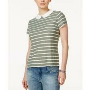 Green peter pan collar shirt